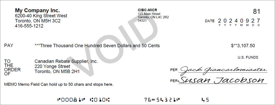CAD cheque 2.0 sample.