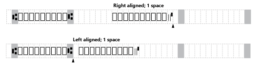 Left alignment on the account number field of a cheque.