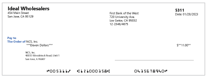 Blank standard cheque stock sample.