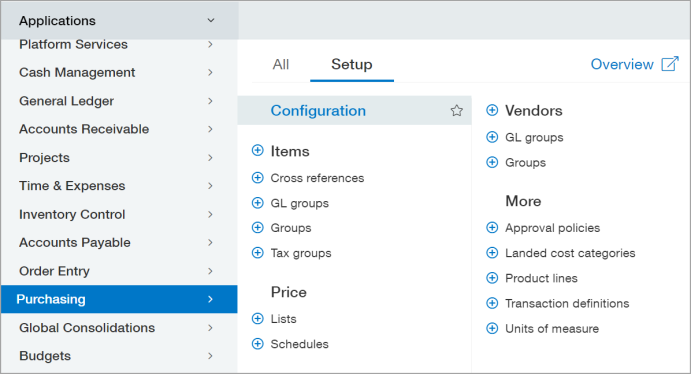 Select an application to configure from the dropdown menu.