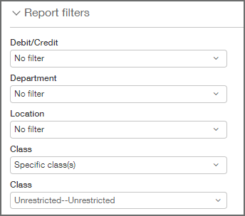 Example of report filters.