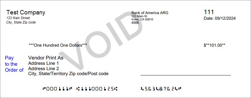 Blank JPMorgan Chase standard check stock sample.