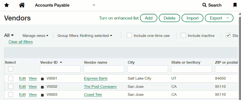 Turn on enhanced list