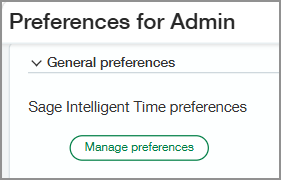 Access Sage Intelligent Time preferences from My preferences.