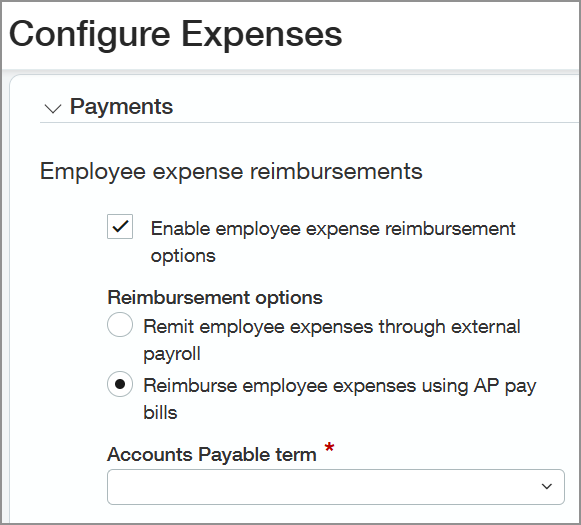 Enable employee expense reimbursement options.
